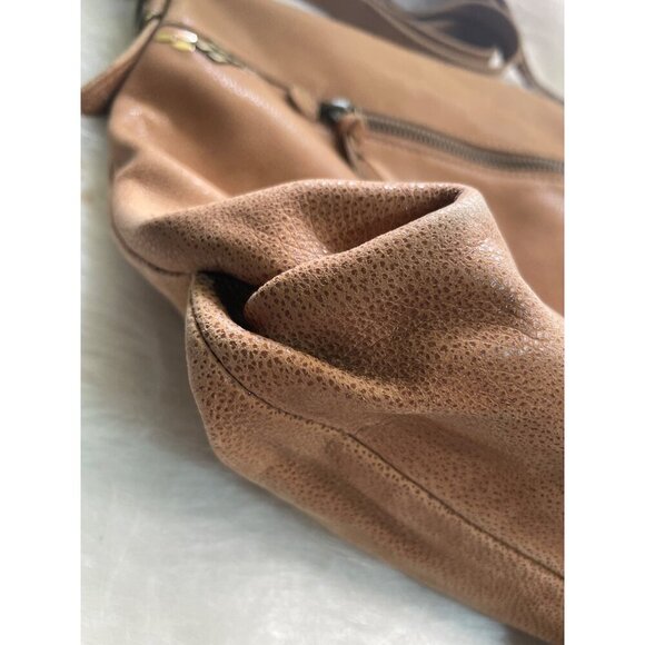 Saks Brown Leather Crossbody Bag With Adjustable Strap & Front Zipper Pocket - Picture 3 of 11